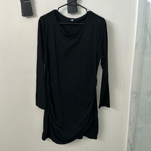Basic black t shirt dress with cinching at legs